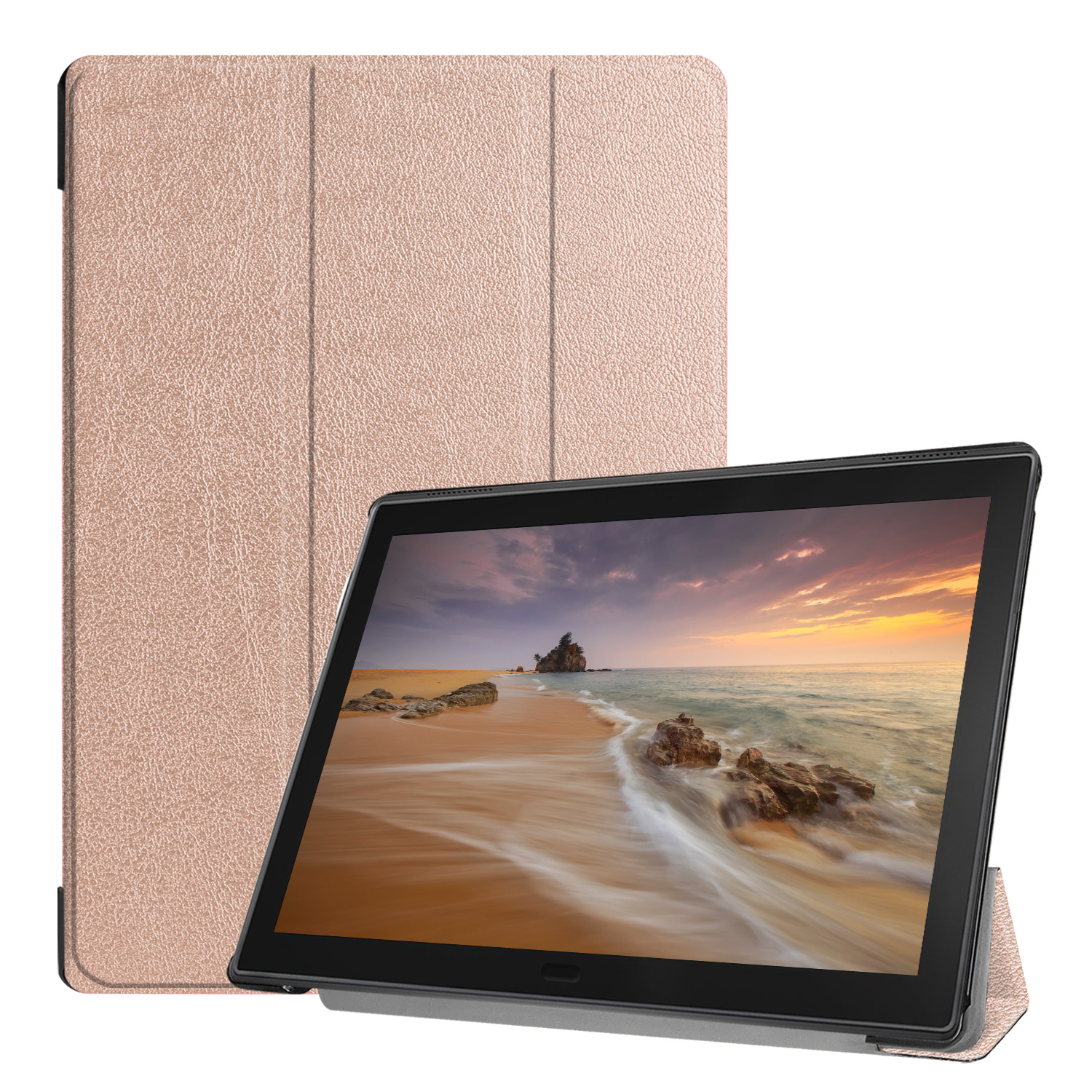 3-Vouw sleepcover hoes Rose Goud voor de Lenovo Tab E10