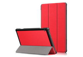 Lunso - Lenovo Tab M10 Gen 1 - Tri-Fold Bookcase hoes - Rood