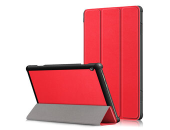 Lunso - Lenovo Tab M10 Gen 1 - Tri-Fold Bookcase hoes - Rood