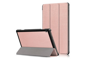 Lunso - Lenovo Tab M10 Gen 1 - Tri-Fold Bookcase hoes - Rose Goud