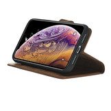 Echt lederen uitneembare 2-in-1 sleepcover bookcase hoes Tiguan Cognac voor de iPhone XR