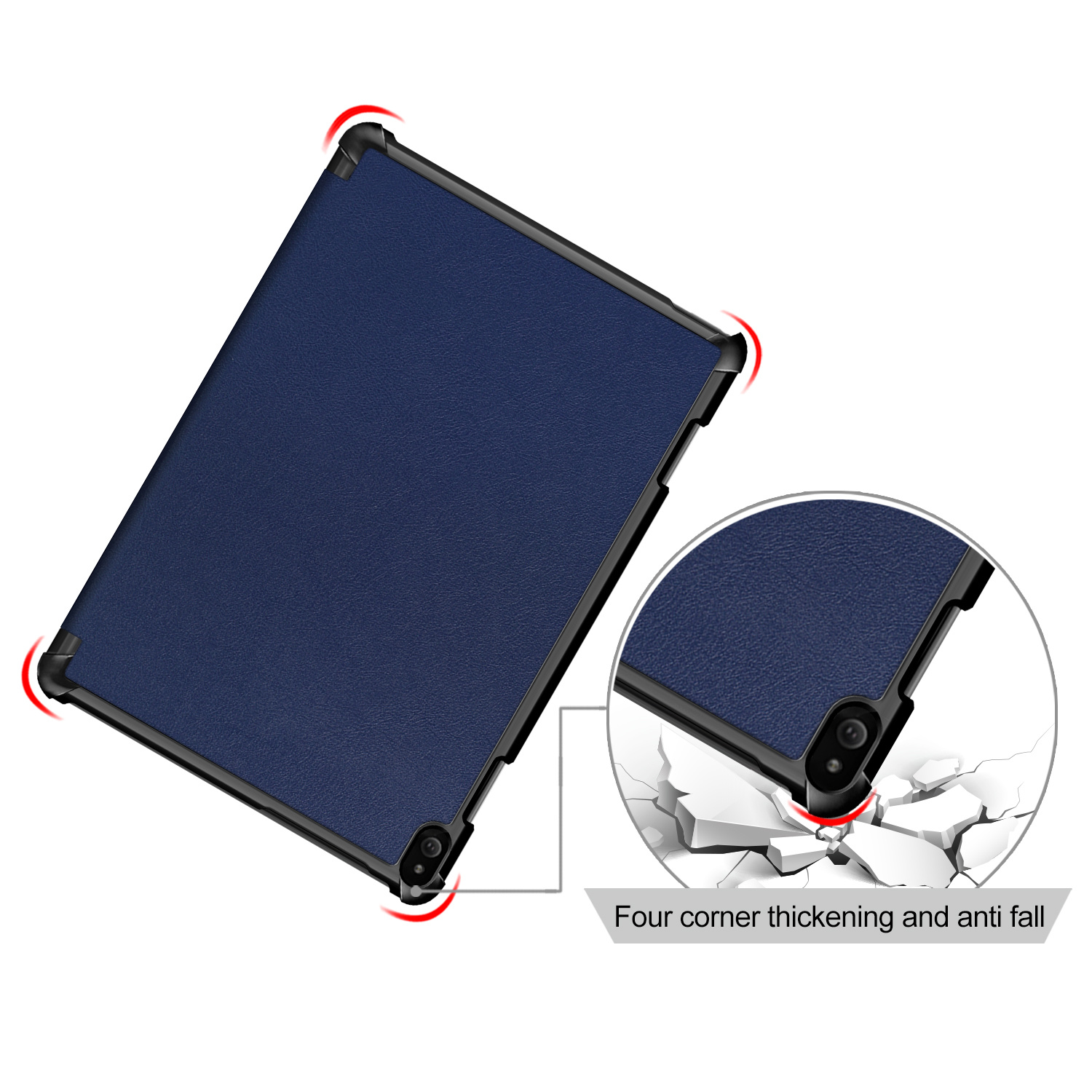 3-Vouw sleepcover hoes blauw voor de Lenovo Tab P10