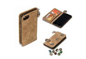 GranC - drukknopen wallet hoes - iPhone SE (2022 / 2020) / 8 / 7 / 6(s) - taupe