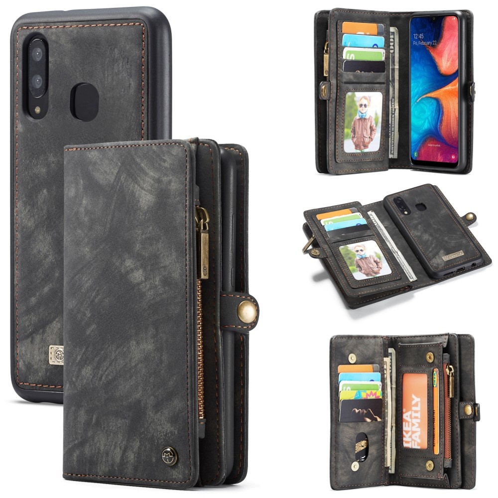 Vintage 2 in 1 portemonnee hoes zwart voor de Samsung Galaxy A30 / A20