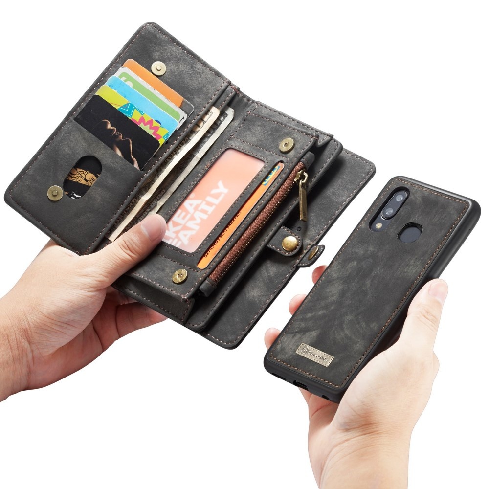 Vintage 2 in 1 portemonnee hoes zwart voor de Samsung Galaxy A30 / A20