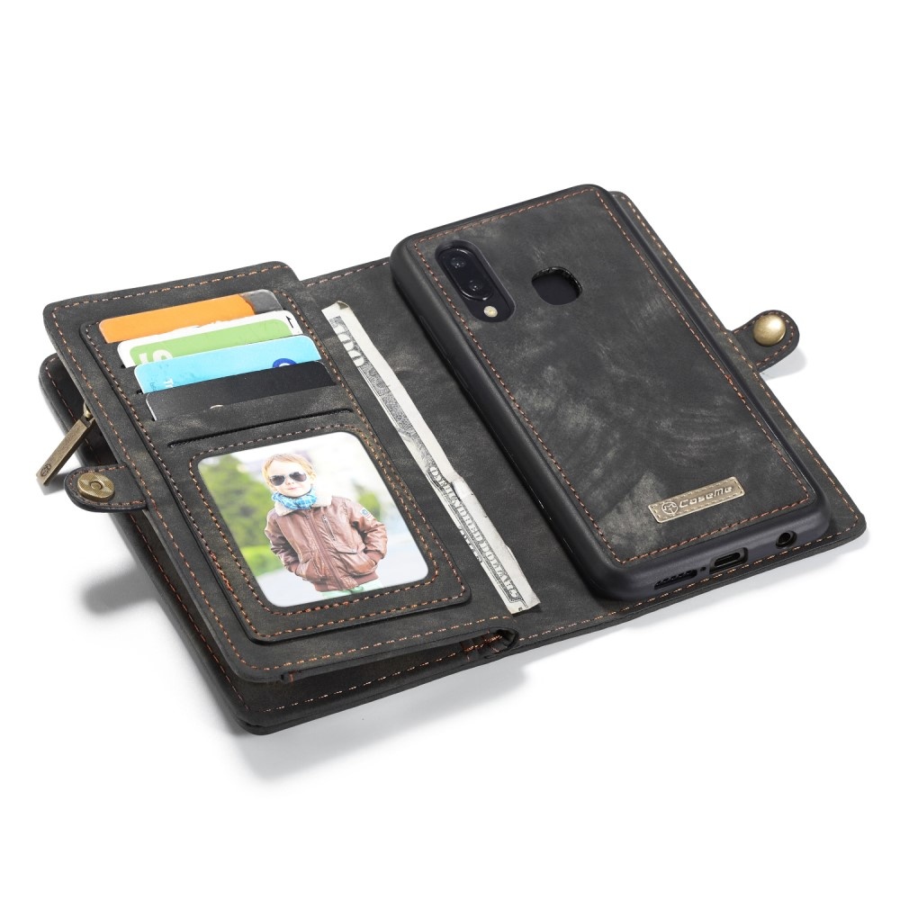 Vintage 2 in 1 portemonnee hoes zwart voor de Samsung Galaxy A30 / A20