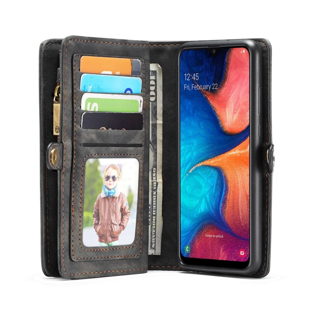 Vintage 2 in 1 portemonnee hoes zwart voor de Samsung Galaxy A30 / A20