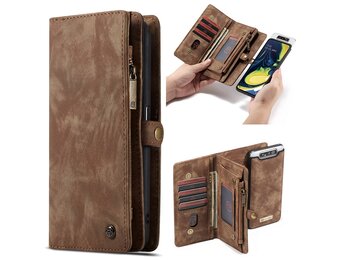 Caseme - vintage 2 in 1 portemonnee hoes - Samsung Galaxy A80 - Bruin