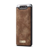 Vintage 2 in 1 portemonnee hoes Bruin voor de Samsung Galaxy A80