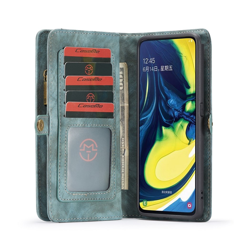 Vintage 2 in 1 portemonnee hoes Blauw voor de Samsung Galaxy A80