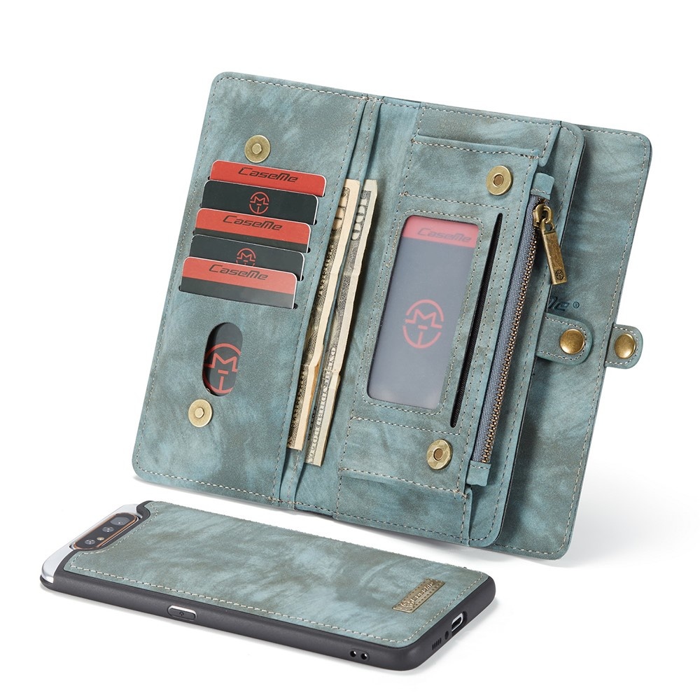 Vintage 2 in 1 portemonnee hoes Blauw voor de Samsung Galaxy A80