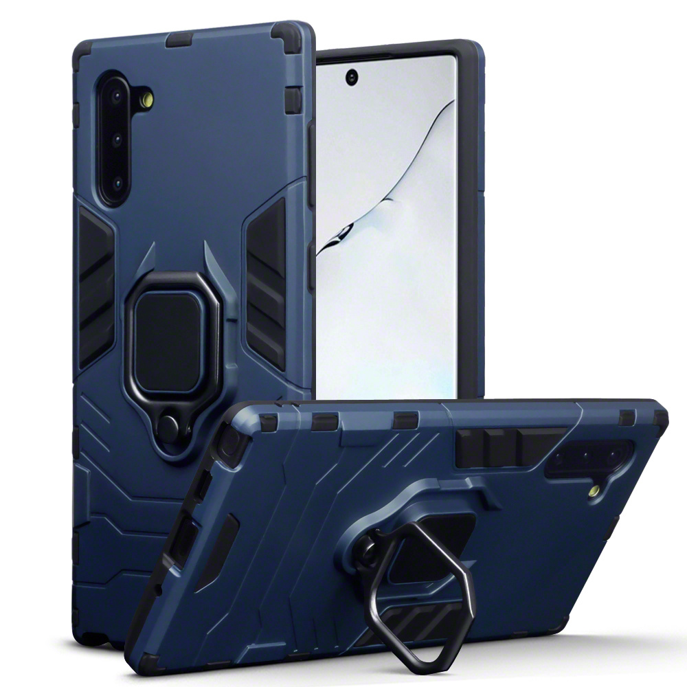 Qubits - Double Armor Layer hoes met stand - Samsung Galaxy Note 10 - Blauw