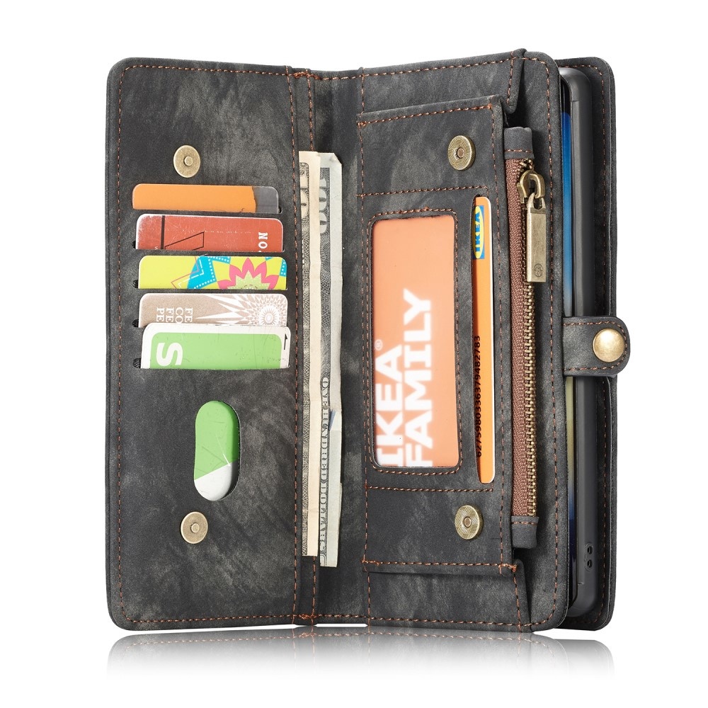 Vintage 2 in 1 portemonnee hoes Zwart voor de Samsung Galaxy Note 10