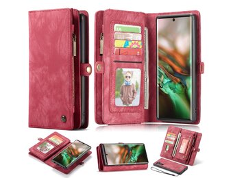 Caseme - vintage 2 in 1 portemonnee hoes - Samsung Galaxy Note 10 - Rood