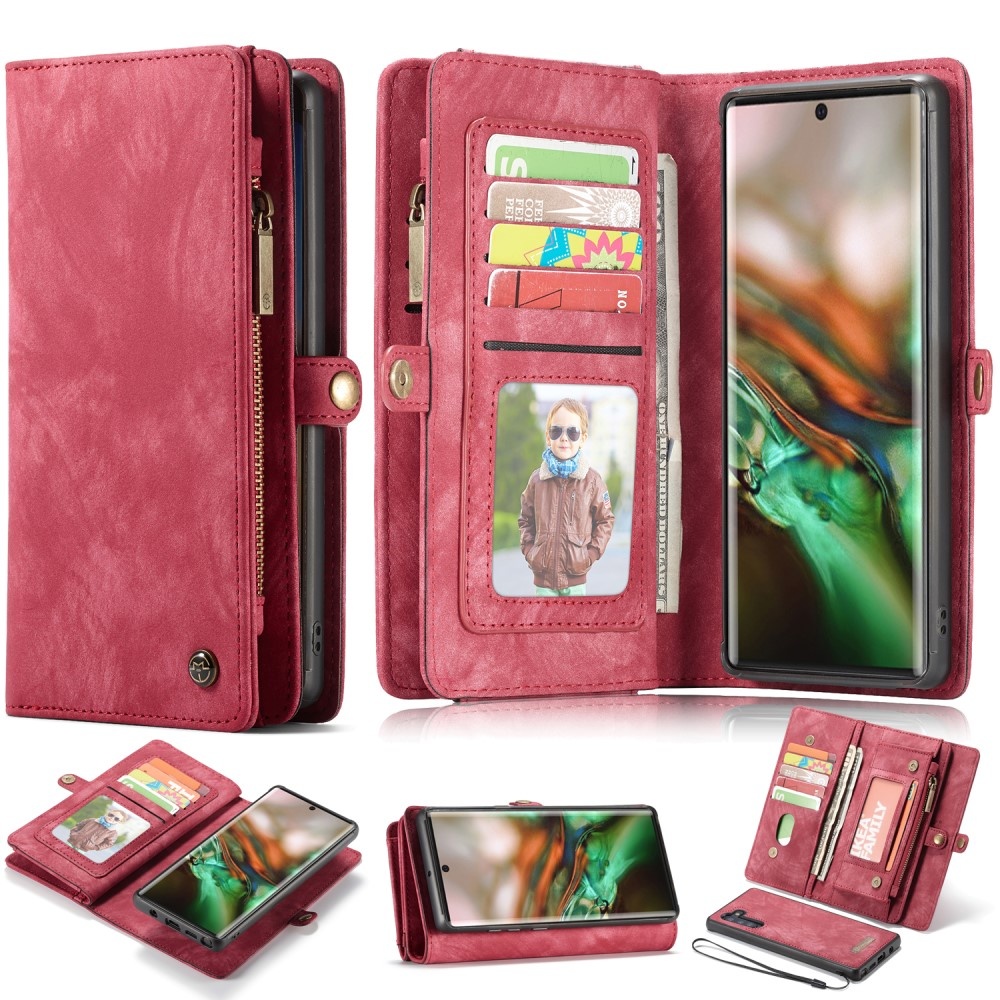 Vintage 2 in 1 portemonnee hoes Rood voor de Samsung Galaxy Note 10