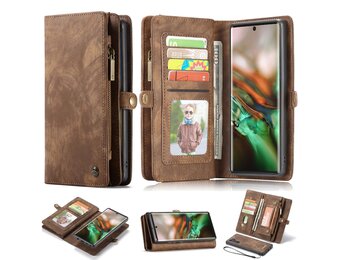 Caseme - vintage 2 in 1 portemonnee hoes - Samsung Galaxy Note 10 - Bruin