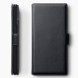 Lederen slim folio wallet hoes zwart voor de Samsung Galaxy A80