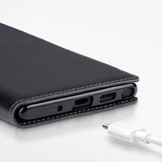 Lederen slim folio wallet hoes zwart voor de Samsung Galaxy A80