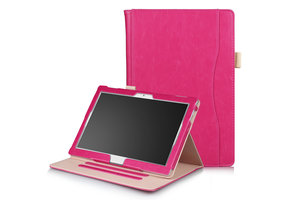 Pull Up luxe leren sleepcover hoes - Lenovo Tab E10 - Roze