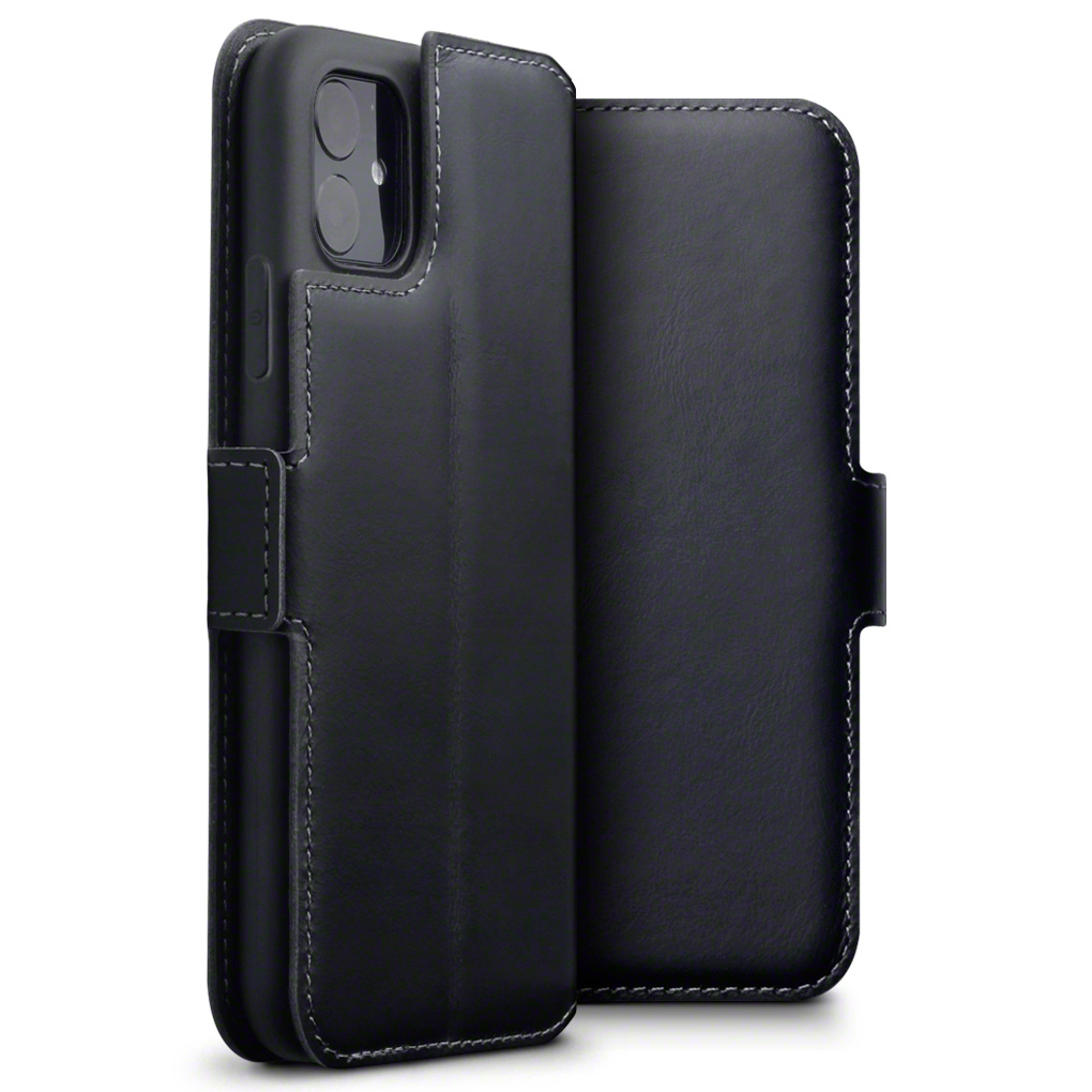 Qubits - lederen slim folio wallet hoes - iPhone 11 - Zwart