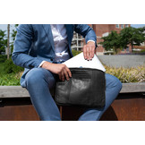 Glenn lederen laptop sleeve hoes Zwart voor 15 inch laptops