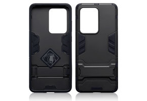 Qubits - Double Armor Layer hoes met stand - Samsung Galaxy S20 Ultra - Zwart