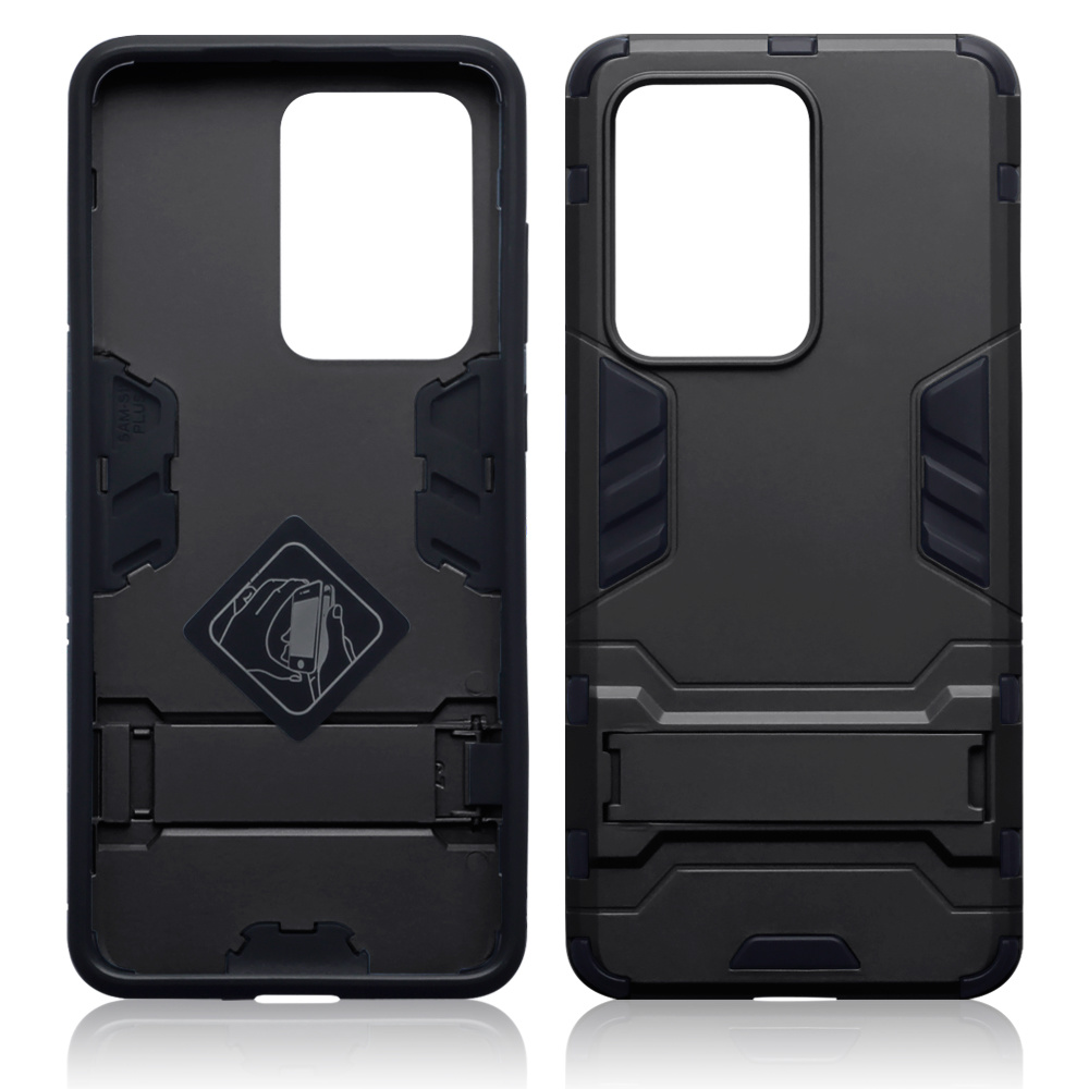 Double Armor Layer hoes zwart met stand voor de Samsung Galaxy S20 Ultra