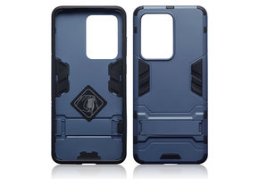Qubits - Double Armor Layer hoes met stand - Samsung Galaxy S20 Ultra - Blauw
