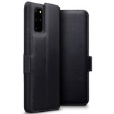 Lederen slim folio wallet hoes Zwart voor de Samsung Galaxy S20 Plus