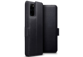 Qubits - lederen slim folio wallet hoes - Samsung Galaxy S20 Plus - Zwart