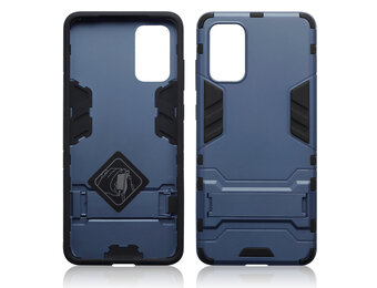Qubits - Double Armor Layer hoes met stand - Samsung Galaxy S20 Plus - Blauw