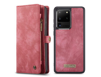 Caseme - vintage 2 in 1 portemonnee hoes - Samsung Galaxy S20 Ultra - Rood