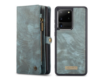 Caseme - vintage 2 in 1 portemonnee hoes - Samsung Galaxy S20 Ultra - Blauw