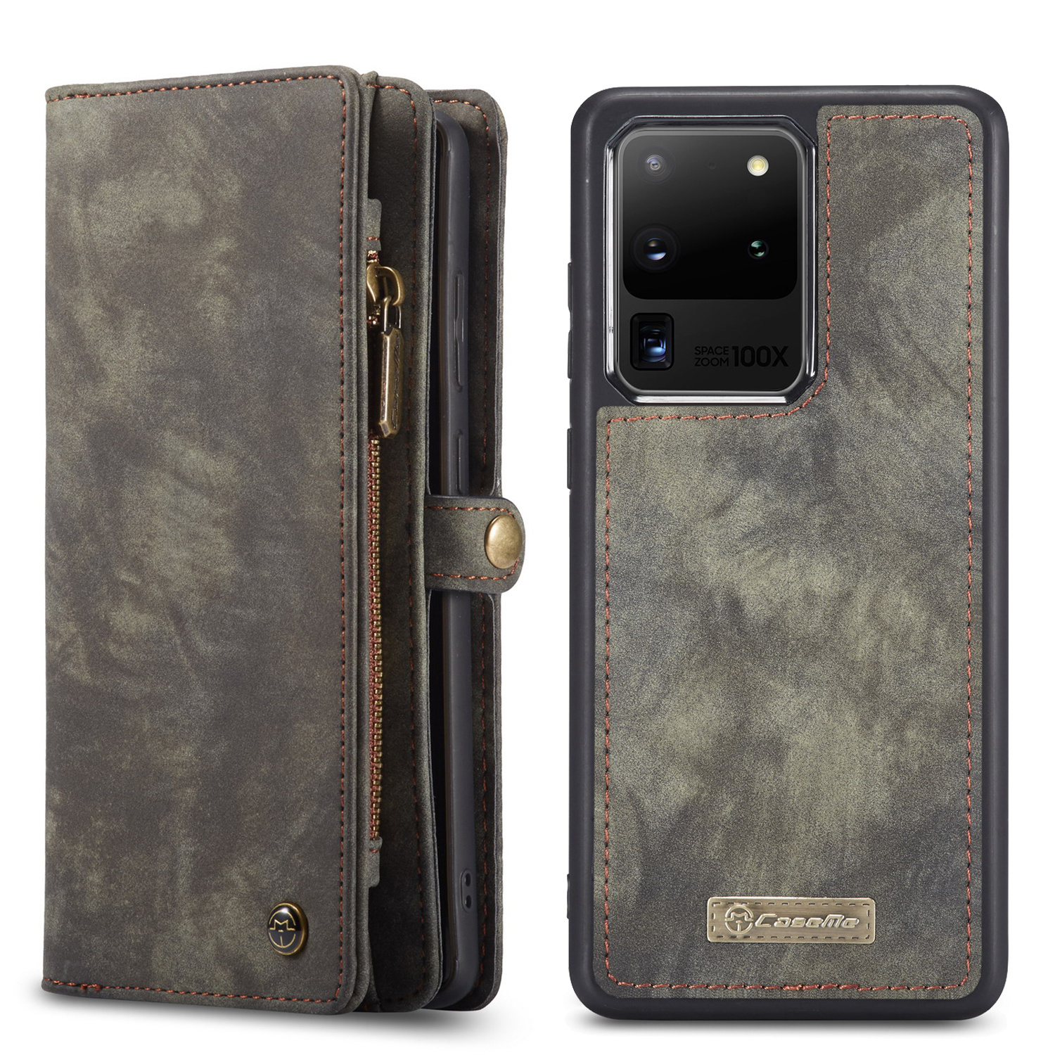 Vintage 2 in 1 portemonnee hoes Grijs voor de Samsung Galaxy S20 Ultra