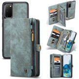 Vintage 2 in 1 portemonnee hoes Blauw voor de Samsung Galaxy S20