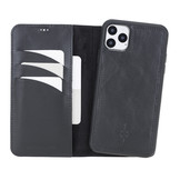 iPhone 11 Pro Max lederen afneembare 2-in-1 bookcase hoes - Zwart