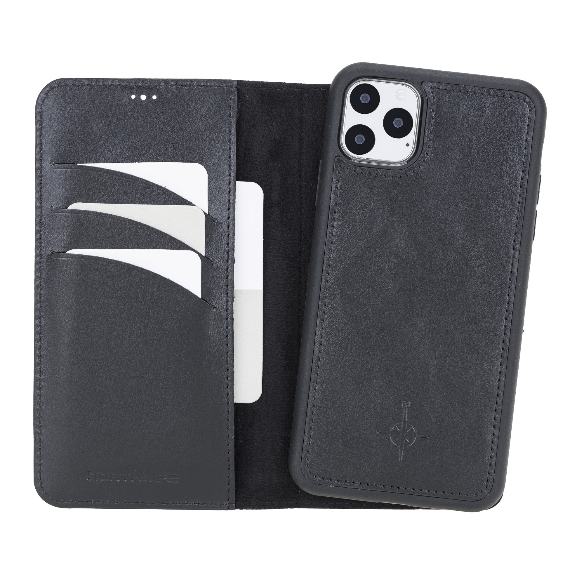 NorthLife Uitneembare 2-in-1 (RFID) bookcase hoes - iPhone 11 Pro Max - Burcht Trecht Zwart