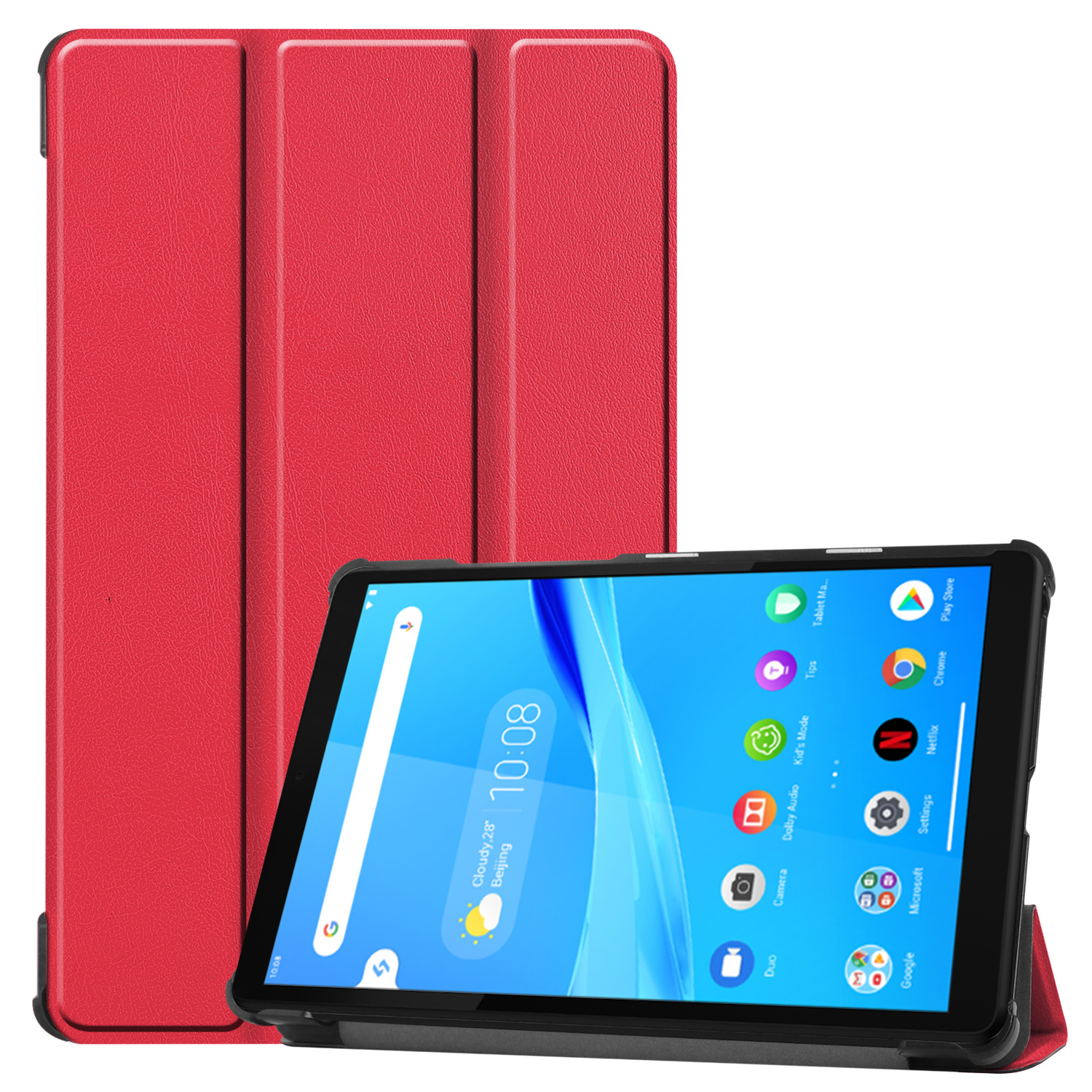 3-Vouw sleepcover hoes Rood voor de Lenovo Tab M8