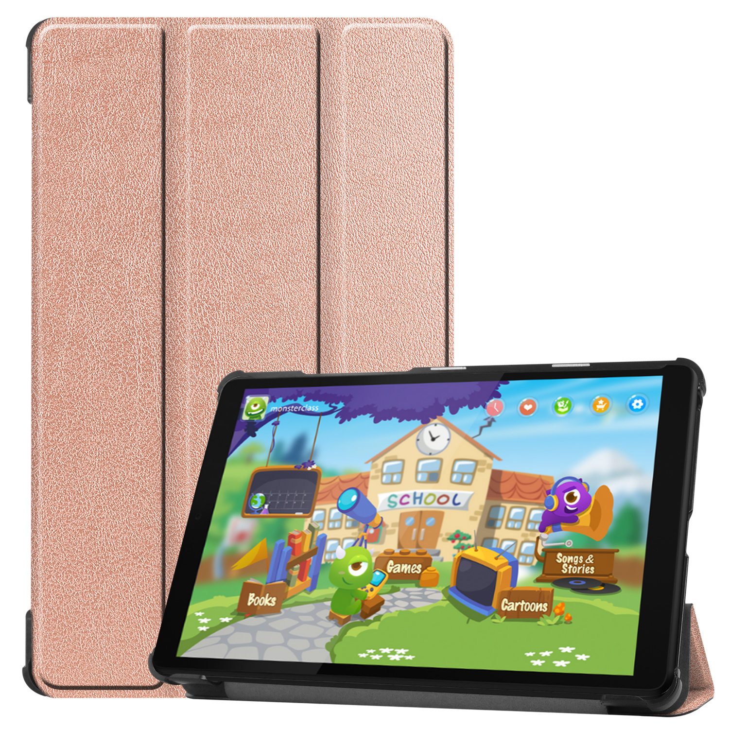 3-Vouw sleepcover hoes Rose Goud voor de Lenovo Tab M8