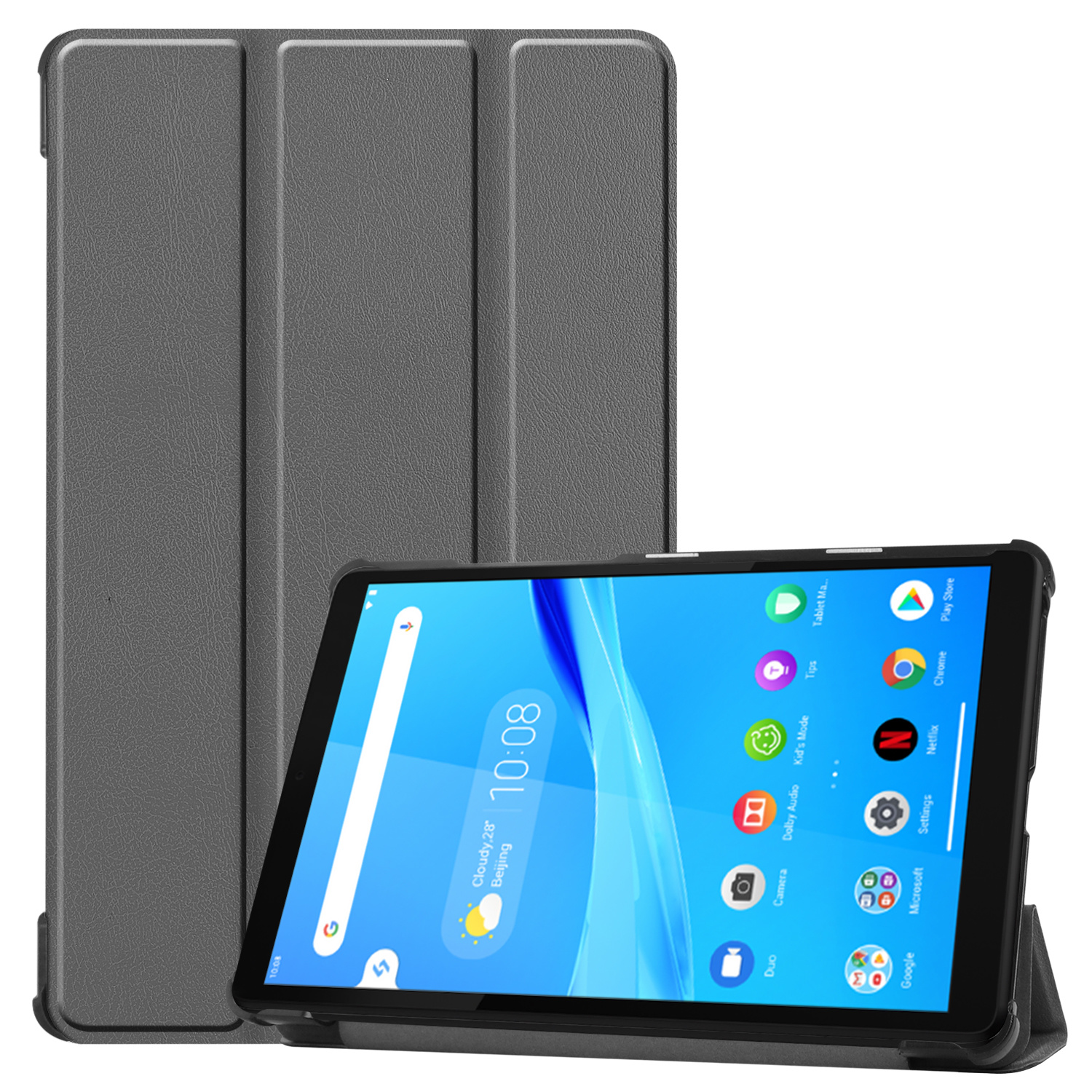 3-Vouw sleepcover hoes Grijs voor de Lenovo Tab M8