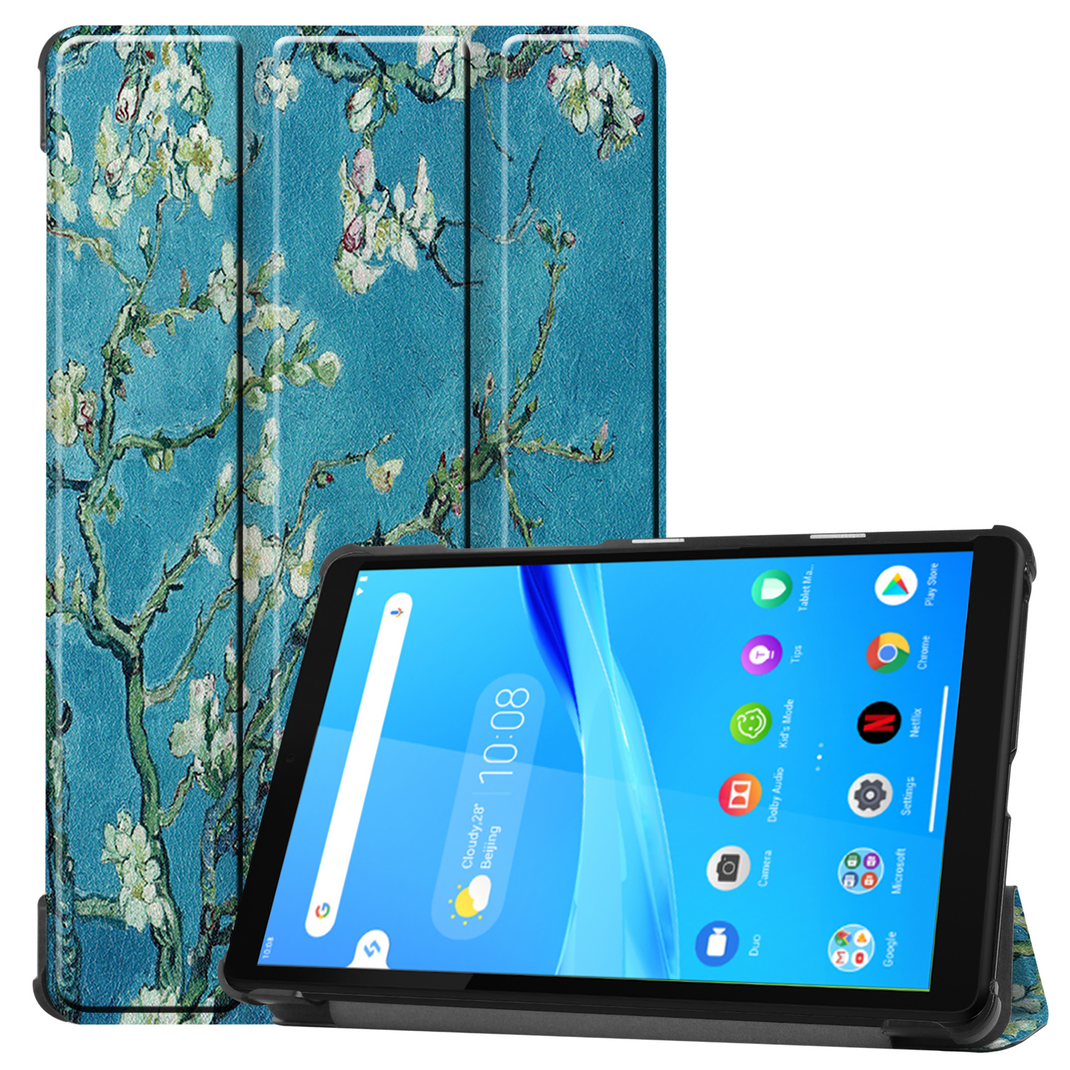 3-Vouw sleepcover hoes Van Gogh Amandelboom voor de Lenovo Tab M8