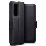 Lederen slim folio wallet hoes zwart voor de Huawei P40