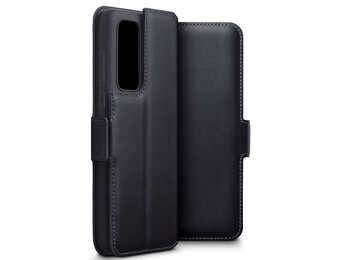 Qubits - lederen slim folio wallet hoes - Huawei P40 - Zwart