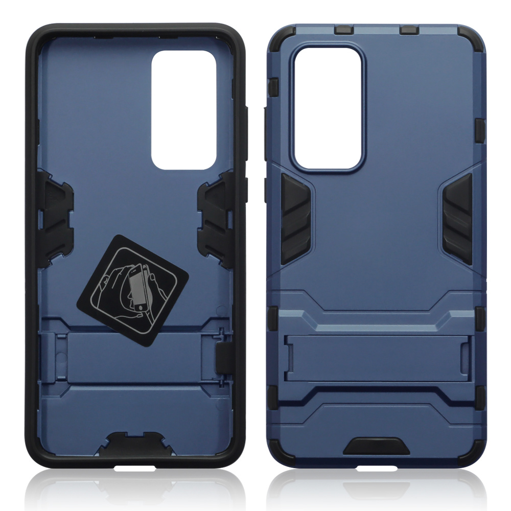 Double Armor Layer hoes blauw met stand voor de Huawei P40