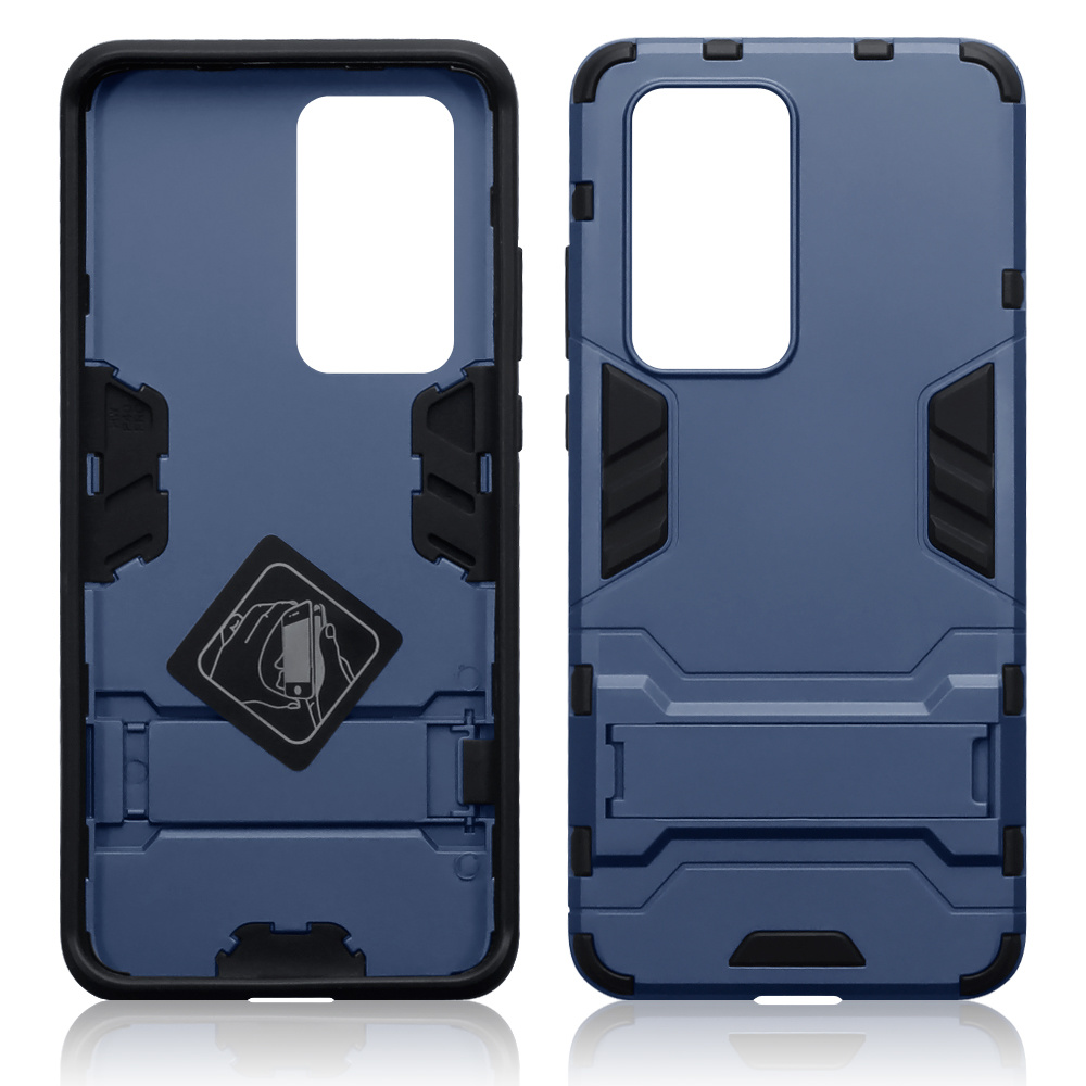 Double Armor Layer hoes blauw met stand voor de Huawei P40 Pro