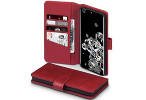 Qubits - luxe echt lederen wallet hoes - Samsung Galaxy S20 Ultra - Rood