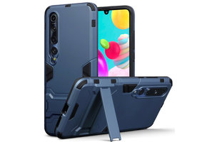 Qubits - Double Armor Layer hoes met stand - Xiaomi Mi 10 - Blauw