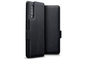 Qubits - lederen slim folio wallet hoes - Samsung Galaxy A90 - Zwart