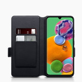 Lederen slim folio wallet hoes zwart voor de Samsung Galaxy A90
