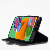 Lederen slim folio wallet hoes zwart voor de Samsung Galaxy A90